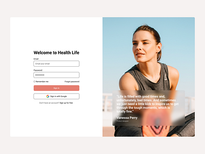 #dailyui #001 Fitness sign in page