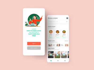 Learn Food cooking App app application ui cooking app design dishes mansoorcreative minimal minimalist recipes typography ui ux