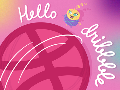 Dribbble Greeting, flat and colourful illustration