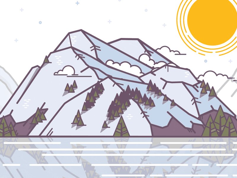 Epicurrence after effects animation gif illustration mountains ski snow sun trees vancouver vector