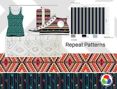 Repeat Patterns branding clothing design hang tags illustration patch design repeat pattern repeating pattern swatches tech pack textile design