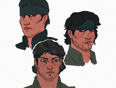 Solid Snake character design illustration portrait illustration video game