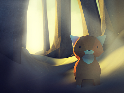 Fox in forrest 3d forrest fox illustration low poly lowpoly