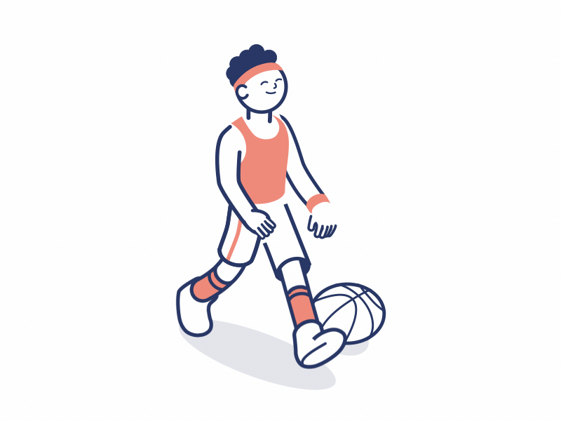 Basketball Guy iZettle animation character flat gif illustration line outline stroke