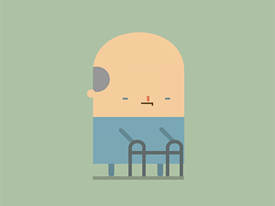 tired old person animation