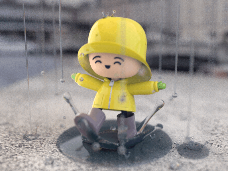Puddles 3d animation character gif