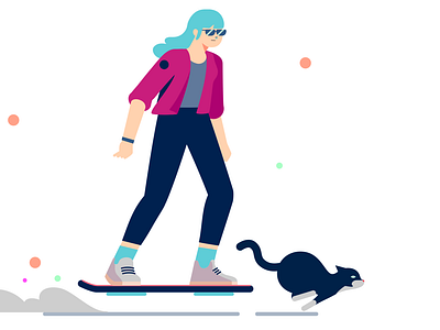 Hoverboarder and Cat