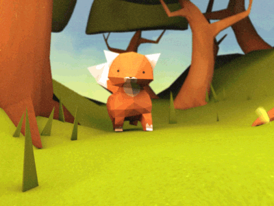 The fox and the butterfly 3d animation butterfly fox low poly
