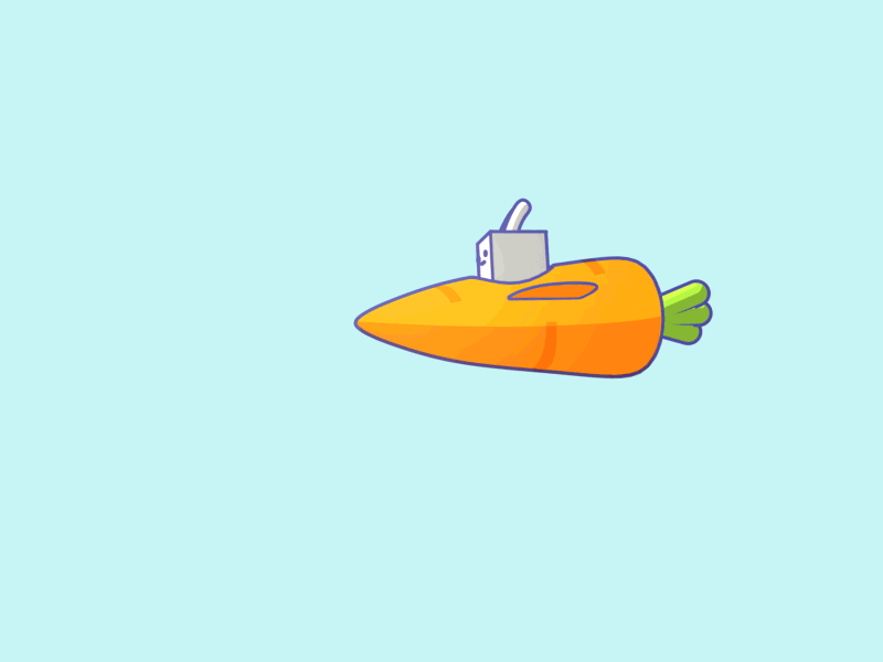 A rabbit flying in a carrot airplane animation carrot character fly gif line outline rabbit stroke
