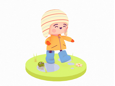 Walking in the Rain 3d animation character