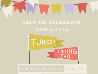 Little Turkey badge birthday card donut flag invite party sign turkey