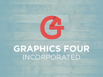 Graphics Four Inc. company four graphics graphics four inc. logo rebrand shadow woodgrain