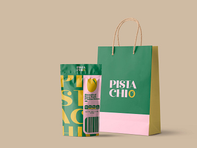 PISTACHIO | Boutique Brand Identity & Packaging Design bag boutique brand identity branding branding design food gold graphic design green logodesign mockup nuts package package design packaging packaging design pink pistachio small business startup