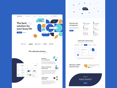 SaaS website - Task management colorful design geometric landing page modern saas task management ui ux web design web site