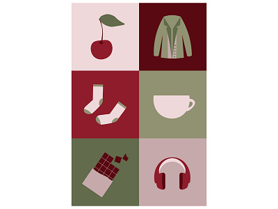 cozy set retro cherry cup chocolate sweater headphone socks