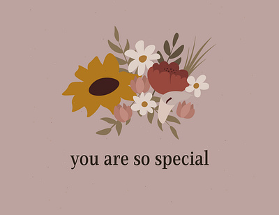 you are so special bouquet design drawing florist flowers illustration love retro sign sunflower vector vintage