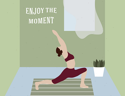 yoga enjoy the moment design drawing enjoy fitness girl girl character happy new year health healthcare healthy illustration lifestyle moment room sport vector yoga yoga pose