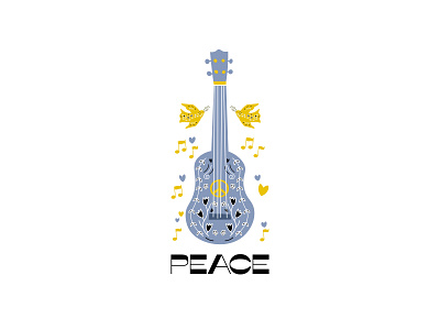 peace design drawing illustration love music peace retro sign stand ukraine ukulele vector vintage