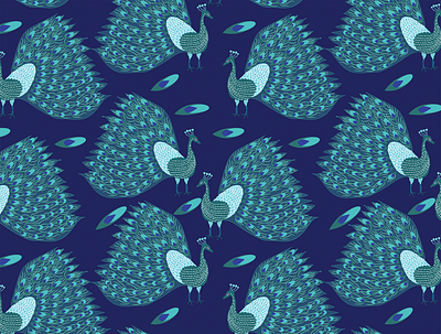 Peacock Dance Seamless Pattern For Apparel animal apparel design artwork illustration peacock seamless pattern