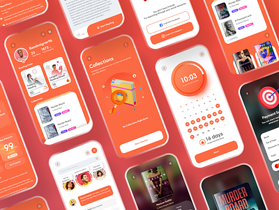 Kook Reader Ui Kit app app design book bookshop ebook illustration minimal mobile app mobile ui reader reading reading app ui