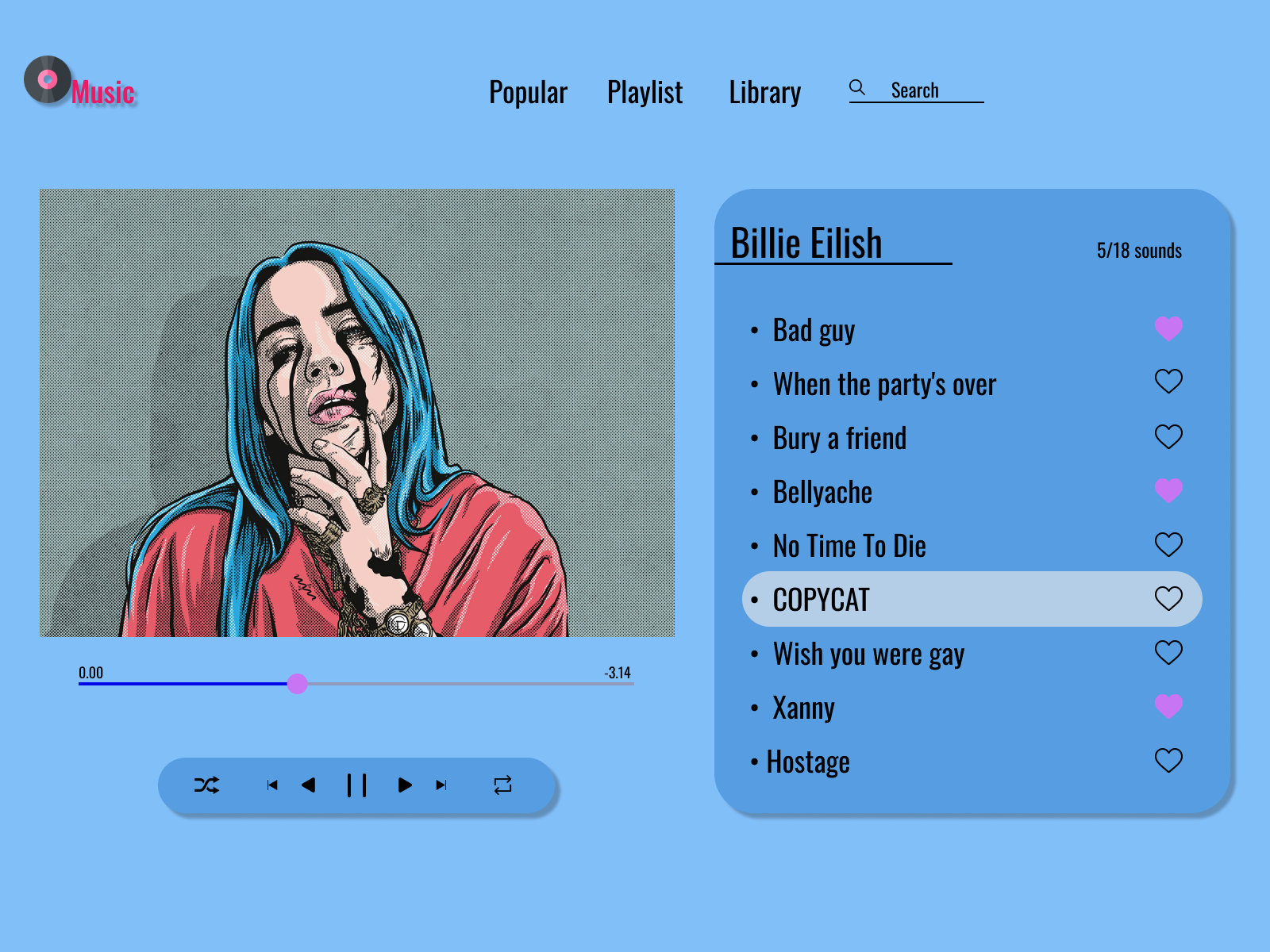 Music Player By Rostik On Dribbble - copycat billie roblox id code