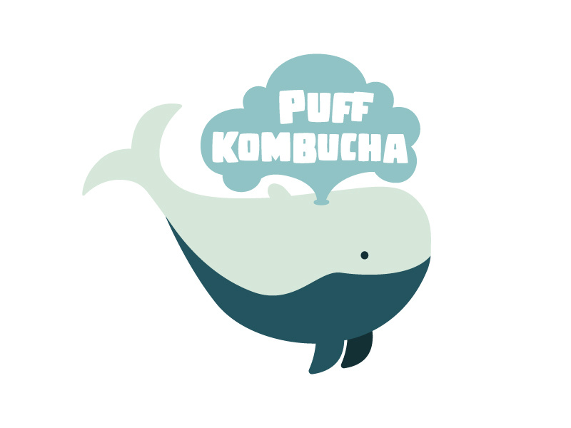 Puff Kombucha brand identity kombucha whale logo