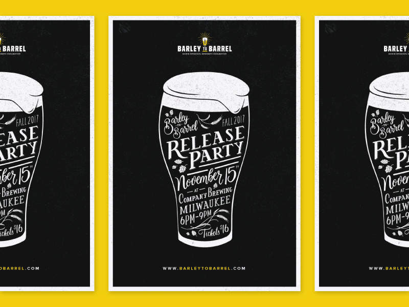 Barley To Barrel Release Party Flyer party beer layout typography calligraphy lettering hand lettering illustration print poster flyer