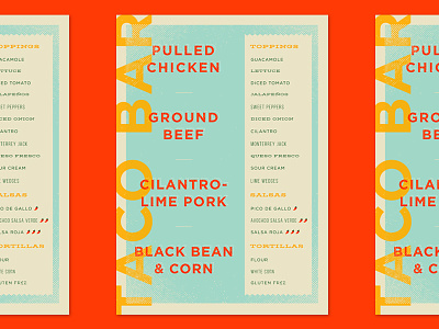 Taco Bar Menu design food layout menu party poster print taco