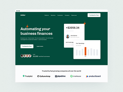 Adder Website automate financial ui ux website