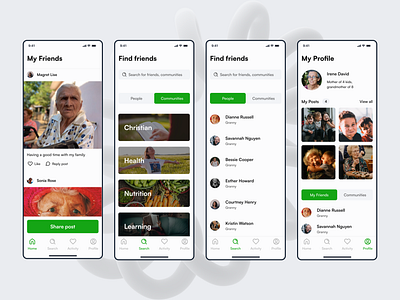 Social app for Elderlies 3d communities elderly family instagram social social app ui ui design ux ux design