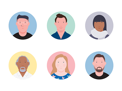Avatars 2d avatars diversity faces illustration michael mcmahon office people ui ux work workplace