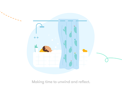 Making time to unwind and reflect 2d bath bathroom bathtime break health illustration meditation michael mcmahon mindfulness pause reflection relax rubber duck time unwind wellbeing