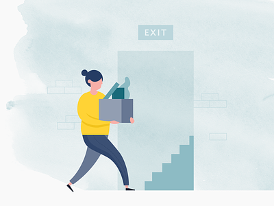 Turnover 2d exit goodbye illustration job leave let go michael mcmahon people redundant seperate severed turnover ui unemployed ux walk work workplace