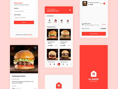 EL SABOR | Food Delivery APP app app design burger app clean delivery design eat fast food food food app food delivery food order hamburger mobile mobile app restaurant ui uidesign uiux ux