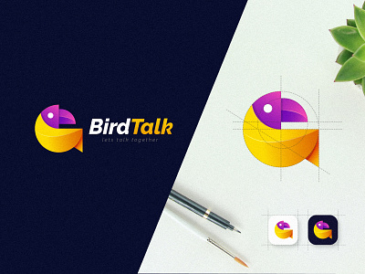 Birdtalk App Logo "Golden Ratio" 2021 abstract adobe illustrator amazing logo animal app art awesome logo branding business logo creative logo golden ratio graphic design logo logodesign logos logotype modern logo