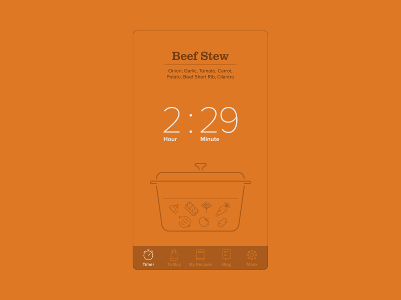 Daily UI 014 – Countdown Timer beef stew cooking app countdown timer daily ui daily ui 014