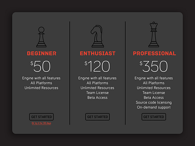Daily UI 030 – Pricing chess daily ui daily ui 030 game engine knight pawn pricing queen sketch