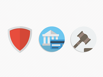 Feature Icons bank credit card flat gavel shield