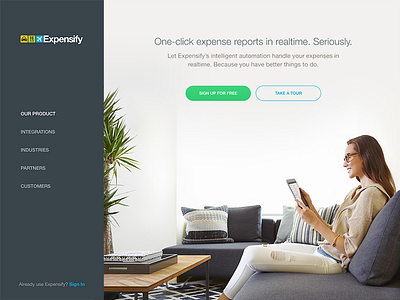 New Use.Expensify.com Site landing page photography saas website