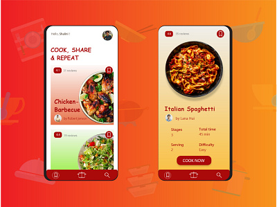 Food recipe app app branding design illustration illustrator minimal ui ux