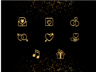 valentines golden icon branding design illustration minimal