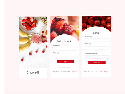 Sign up page for Fruit Beverages App app branding minimal typography u ui ux