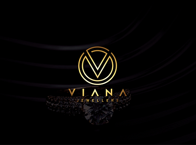 Viana Jewelers black branding business creative curve design fashion flat gold jewel jewellery jewelry logo logo design minimal minimalist logo modern logo unique unique logo vector