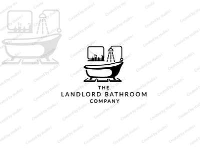 Landlord Bathroom Company bathroom bathtub black company creative design flat landlord logo logo design minimal minimalist logo modern logo shower unique unique logo white