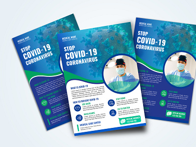 Stop COVID 19 Coronavirus modern flyer design