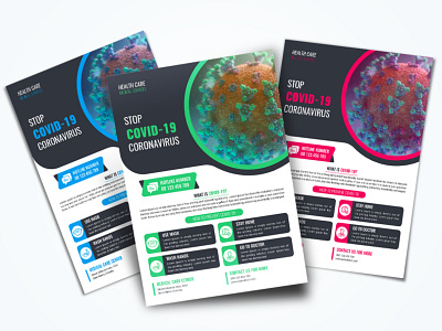 Stop COVID 19 Coronavirus medical flyer design template