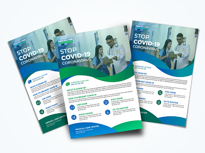 COVID 19 Coronavirus Stop medical flyer design template