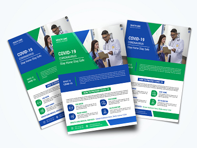 COVID 19 Coronavirus medical flyer design template