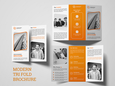 Corporate Tri fold Brochure Design branding brochure business corporate corporate brochure creative design flyer idenity marketing minimal modern brochure orange print print design promotion three fold trifild trifold brochure vector