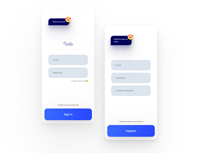 Textie - Login/Signup app design flat minimal typography ui